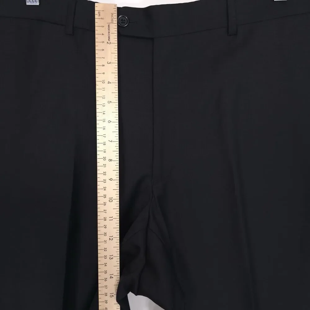 Byron Luca di Marco Men’s Dress Pants Size 52 US 34x31 Black 100% WOOL 150’s B0P